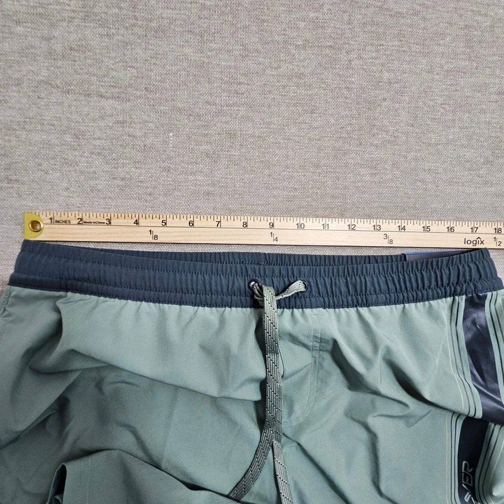 Quiksilver NWT Swim Trunks Mens Large Green Grey Quick Dry Stretch UPF 50